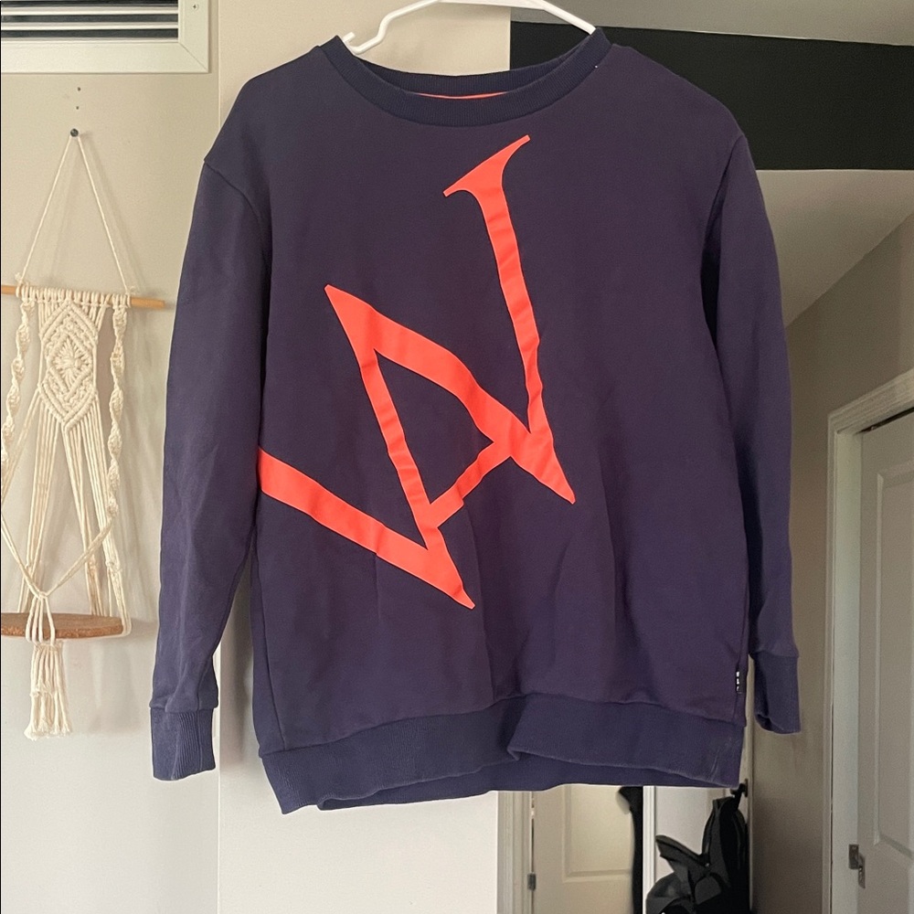Navy Long Sleeve Tee with Red Graphic
